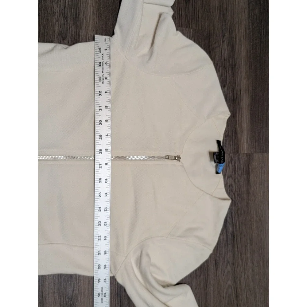 Ralph Lauren Black Label Cream Moto Jacket Womens Medium Full Zip READ‎